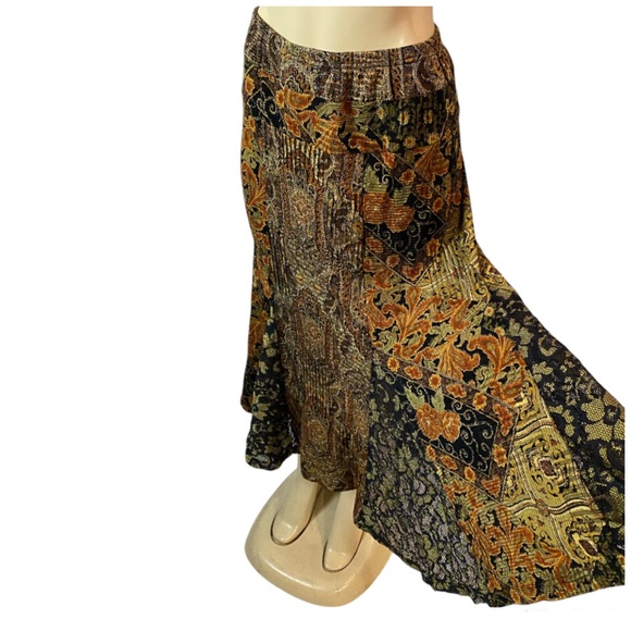 Y2K Flare Midi Skirt Patchwork Floral Paisley Multicolor Fairycore Size S/M - Picture 7 of 9